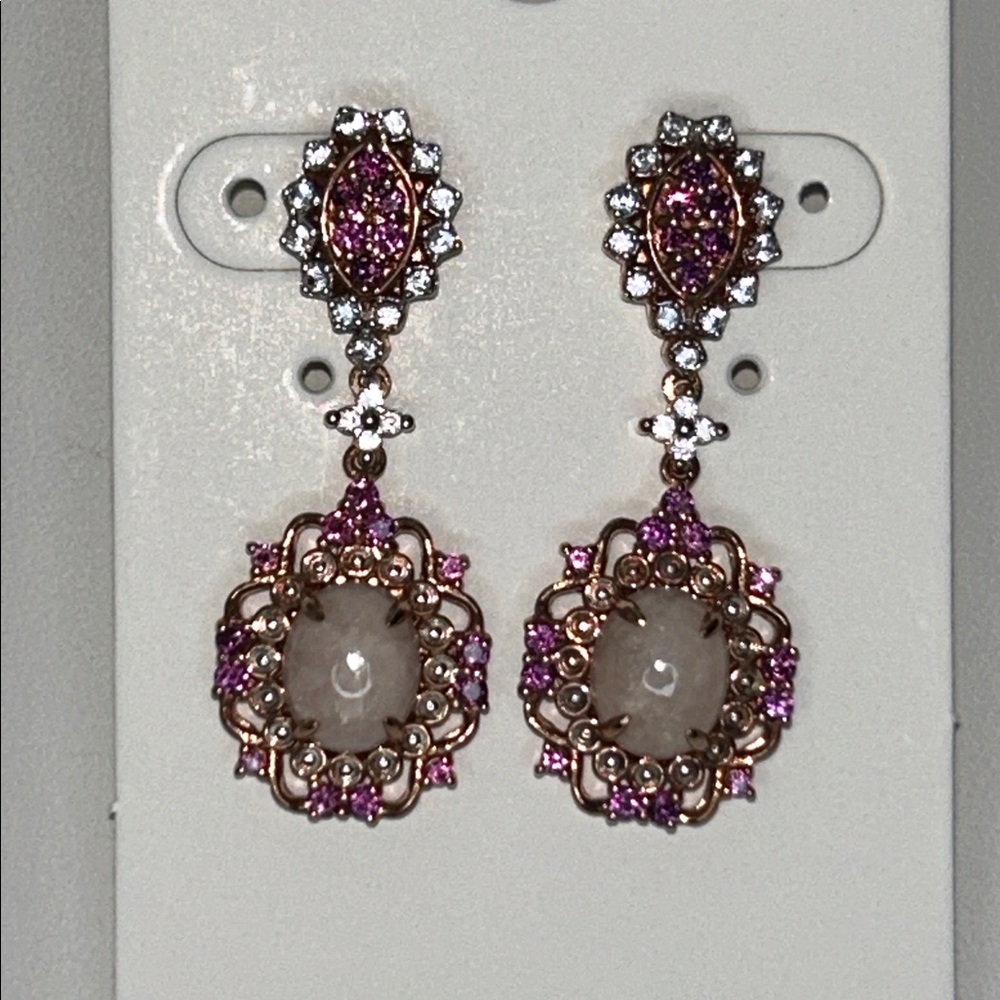 NWOT Multi Gemstone Dangle Statement Earrings By Designer Dallas Prince